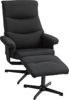 "HOMCOM Recliner Chair" kėdė su taburete, paminkštinta TV kėdė su atsilenkimo funkcija, supimo funkcija, besisukanti kėdė su aksomo išvaizda, skirta svetainei, miegamajam, juoda