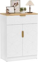 "HOMCOM Sideboard Storage Cabinet", moderni spintelė su stalčiais ir reguliuojama lentyna svetainei, virtuvei, valgomajam, prieškambariui, balta