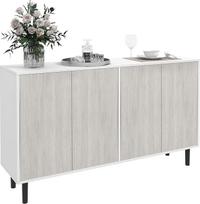 "HOMCOM Sideboard" virtuvės spintelė 2 spintelės su reguliuojamomis lentynomis 121 x 37 x 75 cm Balta ir medžio efekto pilka spalva