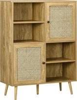 "HOMCOM" aukšta knygų spinta su 2 durimis ir 4 skyriais ant medinio ir grūdėto pagrindo 90 x 32,5 x 120 cm (ilgis x plotis x aukštis)