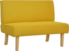 "HOMCOM" dvivietė sofa-lova su velveto išvaizda, medinėmis kojelėmis, minkšta minkšta sofa, dvigulė sofa miegamajam, svetainei, 110 x 62 x 85 cm, geltona
