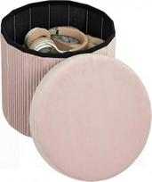 "HOMCOM Storage Pouffe" sulankstomas sandėliavimo suolas 35L 38x38x38cm Velvet Cover Apvali saugojimo dėžė Pakrovimo talpa 120kg taburetė gyvenamajam kambariui, miegamajam, prieškambariui, rožinė