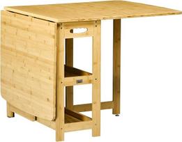 "HOMCOM" sulankstomas valgomojo stalas 6 žmonėms su lentynomis Virtuvės stalas Valgomojo stalas mažoms erdvėms Virtuvės valgomasis 149,5 x 80 x 73,5 cm Natūralus