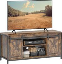 "HOMCOM" TV spintelė TV lenta su 2 stumdomomis durimis 120 cm ilgio TV lenta su integruotu kabelių valdymu, skirta televizoriams iki 60 colių TV stovui TV lentyna svetainei Ruda 120 x 40 x 54 cm