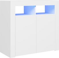 "Homgoday" bufetas su LED lemputėmis, svetainės, valgomojo, bufeto, modernaus svetainės kambario su nuotaikinga šviesa, besikeičianti balta spalva, 80 x 35 x 75 cm