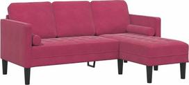 "Hommdiy Sofa" sofa su 3 sėdimomis vietomis, "L-Couch", modulinis sofos komplektas su pagalvėlėmis, vyno raudona, 173 x 131 x 67 cm, poliesteris