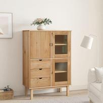 "Hommdiy OTTA Highboard Sideboard Komoda Komoda šoninė spintelė Šoninė spintelė Šoninė spintelė Daugiafunkcinė spintelė Stovinti spintelė Aukšta spintelė 85 x 43 x 125 cm Pušies masyvo mediena