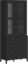 "Hommdiy Viken Highboard" pušies masyvo svetainės kambario daugiafunkcinė spintelė Virtuvės spintelės baldai Juoda 80 x 40 x 190 cm