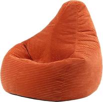 "Icon Dalton Corduroy Bean Bag", oranžinis, suaugusiųjų žaidimų pupų maišas su užpildu, pupų maišas, Corduroy kėdė, poilsio kėdė, miegamojo, svetainės baldai