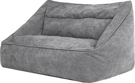 "Icon Cecilia Bean Bag Sofa", pilka, pūkuotas šenilinis audinys, 2 sėdimų vietų sofa suaugusiesiems, milžiniškas pupų maišas su užpildu, patogus krėslas, poilsio kambarys, svetainė, dekoratyvinis gyvenamasis kambarys
