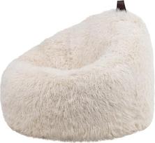 "Icon Cocoon Bean Bag" kėdė, kreminė, pūkuotas dirbtinio kailio audinys, suaugusiųjų pupų maišas su užpildu, pupų maišas, pūkuota poilsio kėdė, poilsio kėdė, miegamasis, svetainė, svetainės baldai