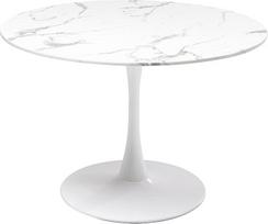 "Kare Veneto" dizaino stalas, baltas, marmurinio akmens stalviršis, D110 cm, 4-6 žmonėms, lengva priežiūra, apvalus valgomojo stalas, stilingas, plieninis centrinis pagrindas, 40 kg maks. keliamoji galia, 73 x 110 x 110 cm (aukštis x plotis x gylis)