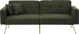 "Kebnor" sofa lova su lovos funkcija, reguliuojamu kampu, auksinėmis kojelėmis, pagalvėmis ir šoninėmis kišenėmis (žalia)