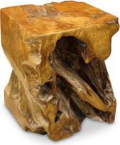 "Kinaree MABA Root Wood" šoninis staliukas 40 cm tvirto tikmedžio šoninis staliukas kaimiškos išvaizdos, taip pat tinkamas kaip gėlių stovas