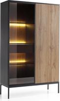 "Komodee Laval WTSZ104" spintelė su LED apšvietimu, juoda, "Wotan" ąžuolas, Lamella, plotis 104 cm, aukštis 166 cm, gylis 39 cm