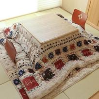 "Kotatsu" keturių šeimyninių žieminių "Kotatsu" svetainės kavos staliukų rinkinys, skirtas valgymui, biurui, šildymui, balkonui, įlankos langui (spalva: ruda, dydis: 120x75x38cm) (ruda 75x75x38cm)