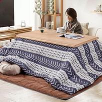"Kotatsu" stalas 5 dalių rinkinys Daugiafunkcinis medžio masyvo žemas stalas Šildomasis "Kotatsu" stalas svetainėje Šilta dovana šeimai, mediena, 80 x 120 x 45 cm