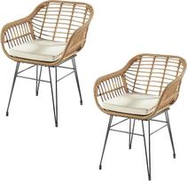 "Kobolo Retro" valgomojo kėdės, 2 vnt., 59 x 62 x 82 cm, rudos spalvos, metalinės retro stiliaus kėdės su pagalvėlėmis, stilingos ir patogios naudoti patalpose ir lauke