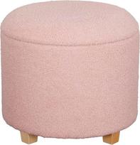 "La Maison" didelis "Boucle Ottoman" sandėliavimas Gyvenamasis kambarys prieškambario suolas taburetė Teddy Nuimamas dangtis Stilingas praktiškas pėdų kilimėlis Pouf Medinės kojos (rausvai rožinė, apvali taburetė)