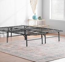 "Linenspa" metalinė lova su skersiniu rėmu - sulankstoma lova - 33 cm talpa po lovos rėmu - surenkama per 5 minutes - lova 140 x 200 cm, juoda