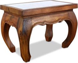 "Livasia Opium Table" su raižiniais, kavos staliukas, šoninis staliukas, sofos staliukas, tvarus ir rankų darbo, 58 x 38 x 41 cm (šviesiai ruda)