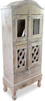 "livasia" medžio masyvo vitrina - 53 x 28 x 123 cm - rankų darbo medinė antikinio stiliaus Balio medinė spinta su drožiniais, vitrina svetainei ir valgomajam (balinta)