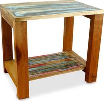 "livasia" tikmedžio staliukas - 50 x 35 x 50 cm - medinis kaimiško dizaino staliukas, rankų darbo, pagamintas Indonezijoje, natūrali perdirbta valčių mediena, užplombuotas