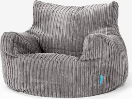 "Lounge Pug" vaikiška kėdė "Bean Bag" 3-8 metų, grafito pilkos spalvos velvetinis audinys, vaikiška kėdė "Bean Bag" berniukams ir mergaitėms, vaikiška kėdė