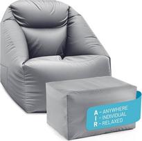 "Lumaland CrozyAir Relax Set" pripučiama kėdė ir lauko taburetė - kaip pupų maišas ir lentyna | Reguliuojama 5 kamerų kempingo sofa oro kėdė | Plaunama, nepraleidžianti vandens ir iki 150 kg | Greitas pripūtimas