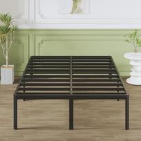 "Lutown-Teen" metalinė lova 140 x 200 cm su apvaliomis kampinėmis kojelėmis, 41 cm aukščio lova su skersiniu rėmu, metalinis lovos rėmas, dvigulė lova su daiktadėže po lova, be triukšmo, lengvai surenkama, juoda