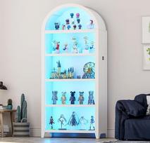 "Lvifur" LED vitrina, bufetinė spintelė, 3 spalvų, apšviečiama, skirta miegamajam, kolekcijoms, 33 x 75 x 175 cm, vitrina su išmaniaisiais jutikliais, skirta svetainei, balta