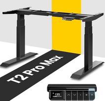 "MAIDeSITe T2 Pro Max" elektrinis reguliuojamo aukščio rašomojo stalo rėmas, 135 cm aukščio reguliuojamas stalo rėmas, dvigubas variklis, 180 kg keliamoji galia, "Piano Master" valdymo sistema ir apsaugos nuo susidūrimo funkcija