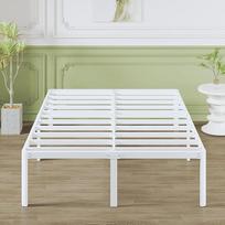 "Lutown-Teen" metalinė lova 160 x 190 cm su apvaliomis kampinėmis kojelėmis, aukštis 46 cm, metalinė lova, dvigulė lova 160 x 190 cm su skersiniu rėmu, lovos rėmas su daug vietos po lova, be triukšmo, lengvai surenkama, balta