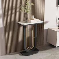 "Marmor-Konsolentisch", modernus sofos ir konsolės stalas, patogus Wohnzimmer-Sofatisch, Sofatisch für Wohnzimmer, Flur, Foyer (juoda+balta, 40cm/15.7in)