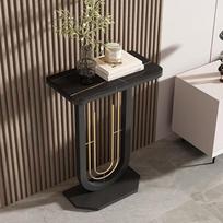 "Marmor-Konsolentisch", modernus sofos ir konsolės staliukas, patogus Wohnzimmer-Sofatisch, Sofatisch für Wohnzimmer, Flur, Foyer (juoda+juoda, 60cm/23.6in)