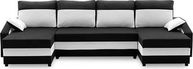 "Mebligo Sparta" U formos kampinė sofa su miegamąja funkcija Juoda / Balta