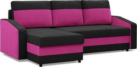 "Mebligo" - "Orion" kampinė sofa su miego funkcija ir lovos dėže, universali šoninė kampinė sofa, L formos (plotis x gylis x aukštis) 231 x 140 x 85 cm, sofa svetainei, kampinė sofa, juoda + rožinė (Micro 15 + Micro 28)