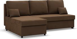 "Mebligo Kemi" kampinė sofa su miego funkcija, lovos dėžė, komfortiška ir rami, putplastis, ruda (Mikrofaza 20)