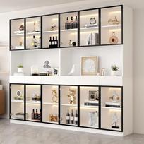 "Merax" vitrina, 2 vnt., 200 cm, moderni LED stiklo vitrina, knygų spinta, aukšta spinta, stovinti vitrina su stiklinėmis durelėmis, kolekcionieriaus vitrina su 6 durelėmis ir 3 stalčiais, skirta svetainei, valgomajam, biurui, balta