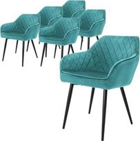 "ML-Design" 6 valgomojo kėdžių komplektas su aksomo užvalkalu, benzinas, virtuvės kėdės su porankiais ir atlošu, minkšta kėdė su plieniniu rėmu, ergonomiška valgomojo stalo kėdė, valgomojo kambario kėdė, svetainės kėdė