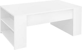 "ML-Design" baltos spalvos kavos staliukas, 100 x 60 x 42 cm, erdvus svetainės staliukas su 2 skyriais šonuose, modernus sofos staliukas su daug vietos, medinis staliukas, svetainės kavos staliukas