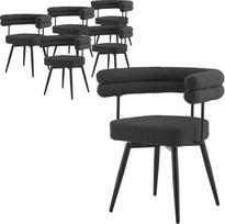 "ML-Design" besisukančios valgomojo kėdės, 6 vnt., tamsiai pilkas "Teddy" audinys, svetainės kėdės su porankiais ir atlošais, 360° pasukama kėdė, minkšta kėdė su metalinėmis kojomis, poilsio kėdė, ergonomiška
