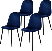 "ML-Design" valgomojo kėdės, 4 vnt., tamsiai mėlynos spalvos, virtuvės kėdės su aksomo užvalkalu, svetainės kėdė su atlošu, minkšta kėdė su metalinėmis kojomis, ergonomiška valgomojo stalo kėdė, valgomojo kambario kėdė, skandinaviška