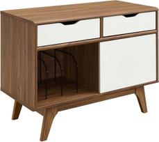 "Modway Envision" "Mid-Century Modern" 37" vinilinių plokštelių stovas su stalčiais, 37", riešutmedžio baltos spalvos