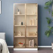 "Moimhear" balto stiklo vitrina su 16 spalvų LED apšvietimu, dvigubų durų vitrina su kilnojamomis lentynomis, 80 x 40 x 160 cm, aukšta svetainė, stovinti spintelė, vonios kambario spintelė