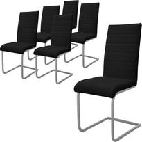 "ML-Design" valgomojo kėdės, 6 kėdžių rinkinys, juoda, supamoji kėdė, konsolinė kėdė su aukštu atlošu, ergonomiškos virtuvės kėdės iš dirbtinės odos ir metalo, modernios minkštos kėdės valgomojo stalui ir svetainei