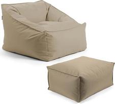 "mokebo" sodo kėdė su pufu "The Sunnyboy", "Bean Bag" su taburete ir užpildu arba lauko "Bean Bag", sodo gultas, kaip gulimas arba poilsio gultas, chaki spalvos