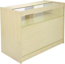 "MonsterShop B1200" parduotuvės prekystalio stiklinė vitrina, klevo spalvos, 120 cm x 90 cm x 60 cm
