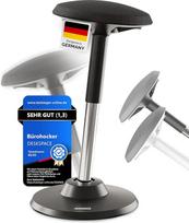 "Motion Stool" - reguliuojamo aukščio ergonominė taburetė iki 140 kg su "CushCloud" paminkštinimu, dujine spyruokle ir 3D sėdynės mechanizmu, ergonomiška biuro taburetė, "Wobble Stool Standing Chair" (juoda)