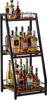 "Nuovoware" 3 pakopų daugiapakopė alkoholinių gėrimų spintelė "Mini Bar", vyno stovas, laisvai pastatoma viskio bazė, kampinė alkoholinių gėrimų butelių rodymo lentyna su tvorelėmis, stumdomas stalčius namams, virtuvei, valgomajam, svetainei, juoda